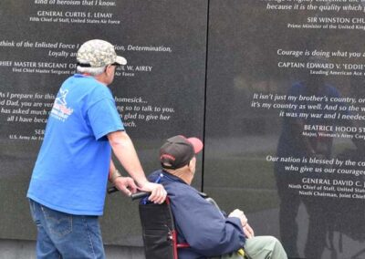 Veteran looking at the wall at the Air Force Memorial