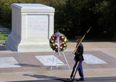 Sentinel standing guard at the Tomb of the Unknown Soldier in Arlington National Cemetery.